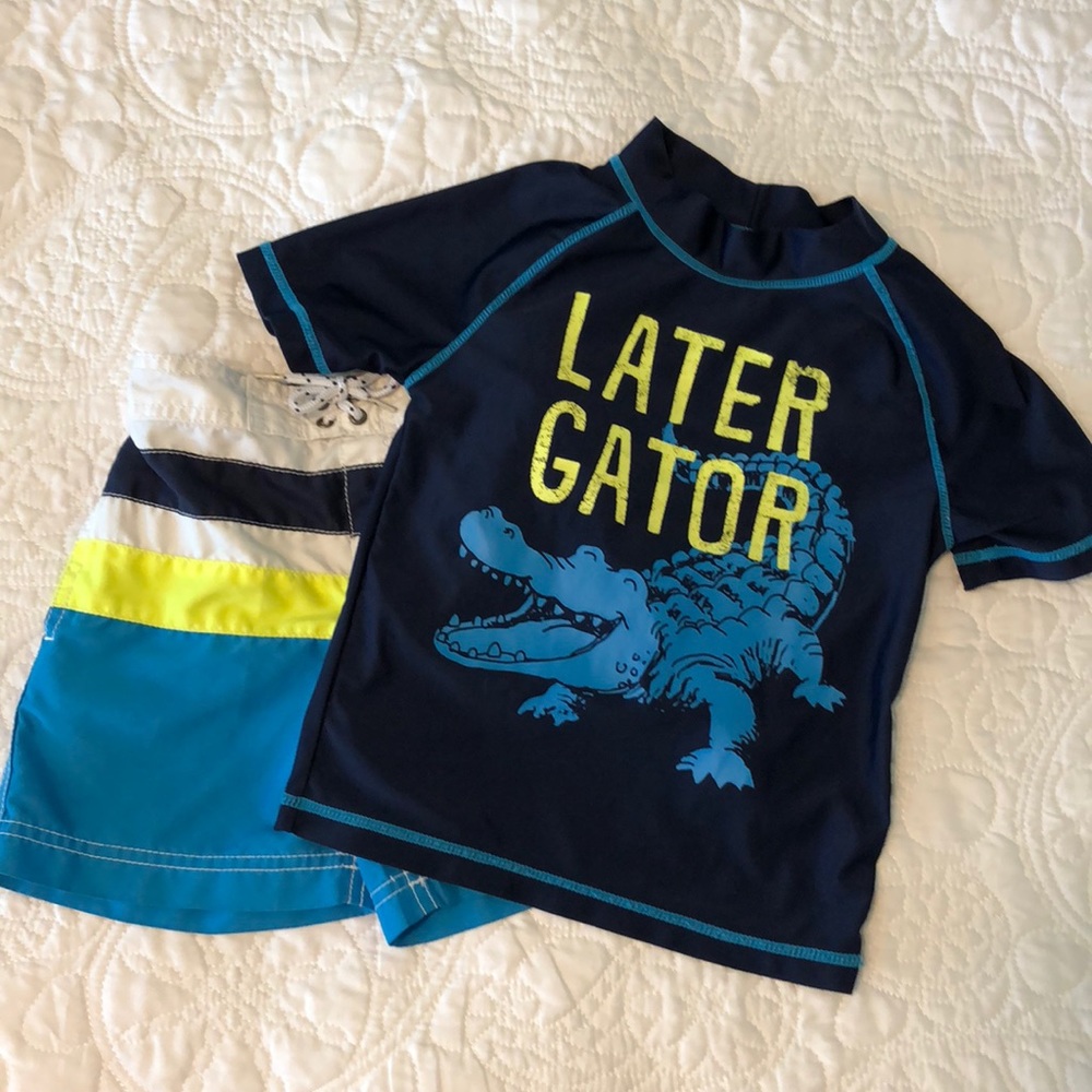 Later Gator 3T Carter’s Swim Trunks & Rash Guard